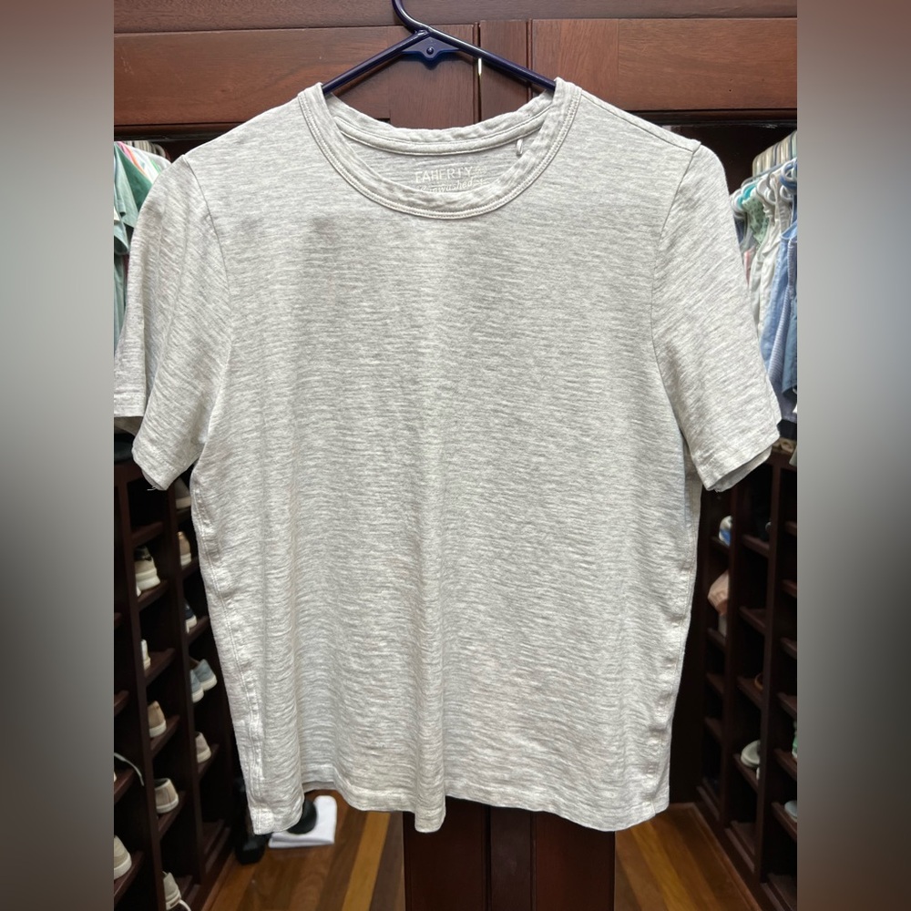 Faherty XS Sunwashed Essential Tee Island Dune Heather